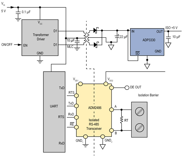 ADM2486 simplified discrete DC/DC converter ADM2486 Simplified Discrete DC/DC Converter